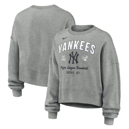 New York Yankees Women's Oversized High Hip Pullover Sweatshirt - Heather Gray