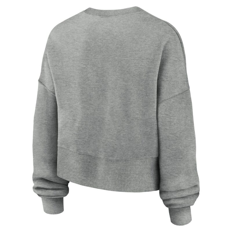 New York Yankees Women's Oversized High Hip Pullover Sweatshirt - Heather Gray - Image 3