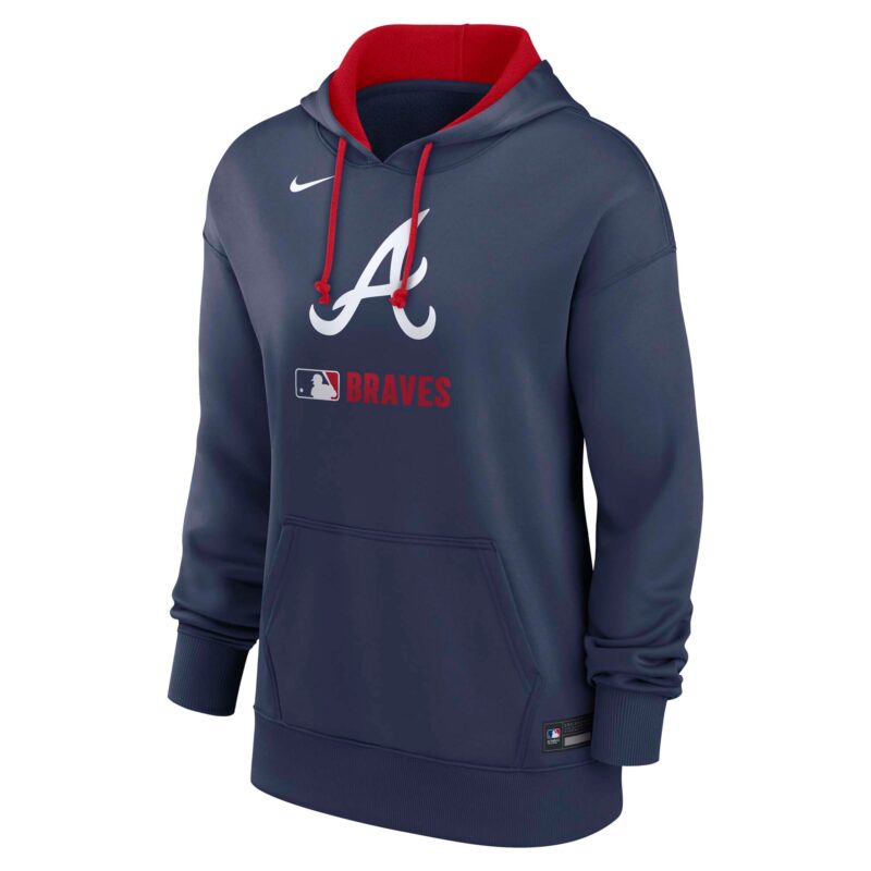 Atlanta Braves Women's Collection Performance Pullover Hoodie - Navy - Image 2