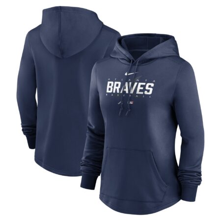 Atlanta Braves Women's Collection Pregame Performance Pullover Hoodie - Navy
