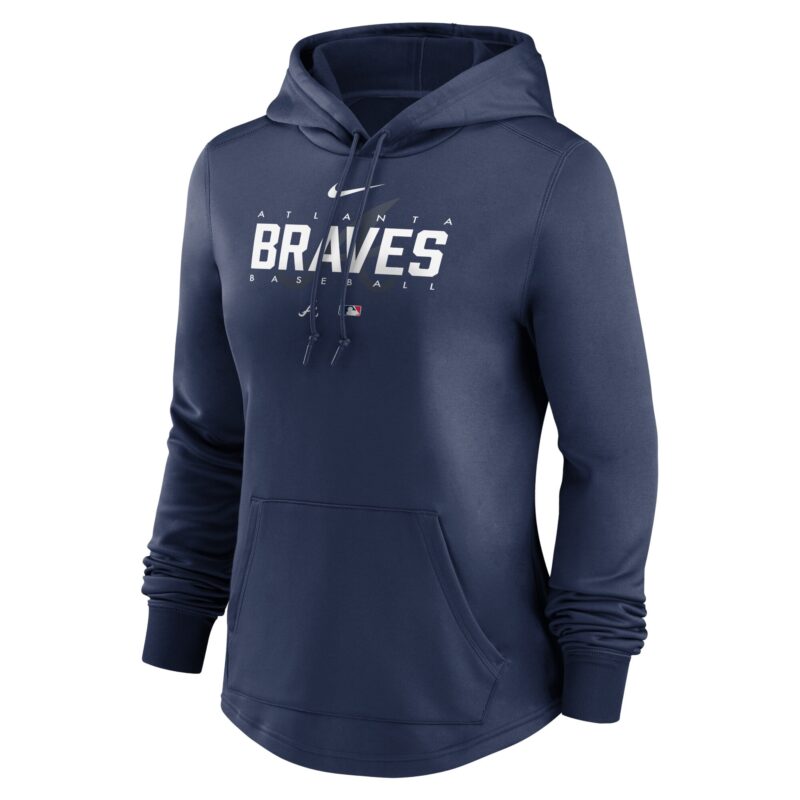 Atlanta Braves Women's Collection Pregame Performance Pullover Hoodie - Navy - Image 2