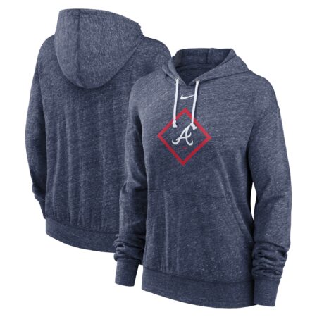 Atlanta Braves Women's Diamond Icon Gym Vintage Lightweight Hooded Top - Navy