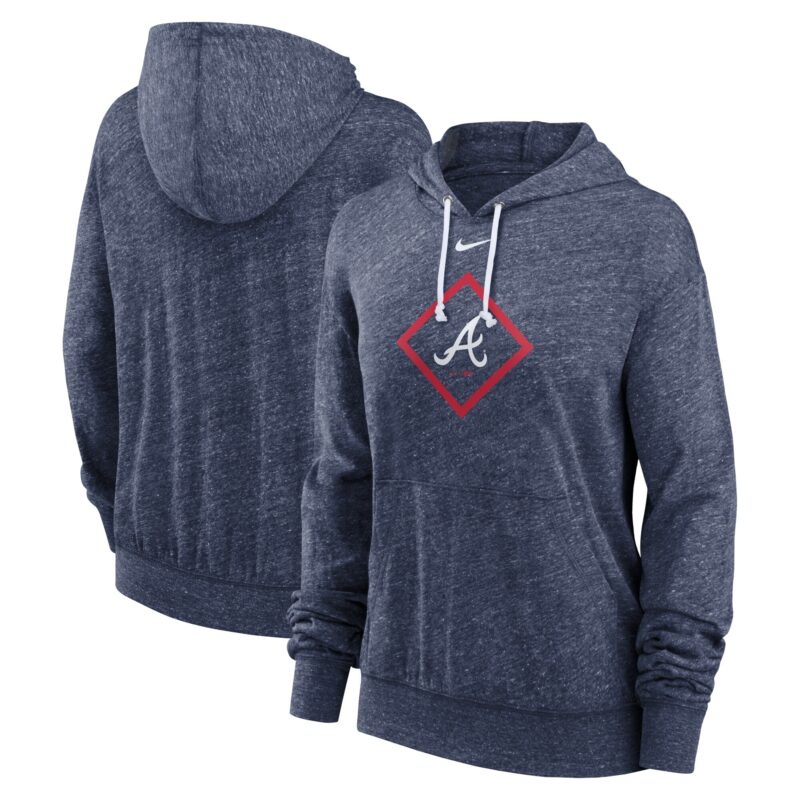 Atlanta Braves Women's Diamond Icon Gym Vintage Lightweight Hooded Top - Navy