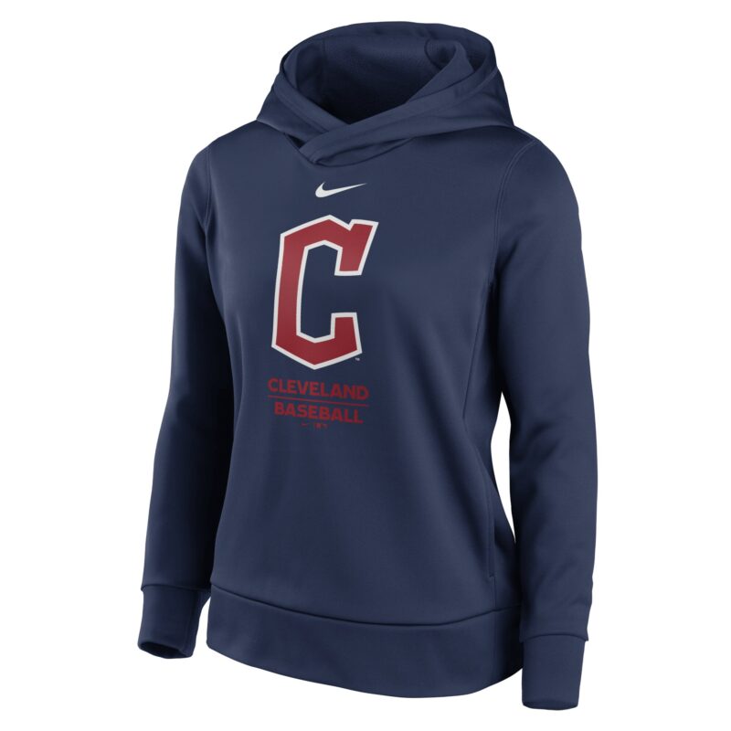 Cleveland Guardians Women's Alternate Logo Performance Therma Pullover Hoodie - Navy - Image 2
