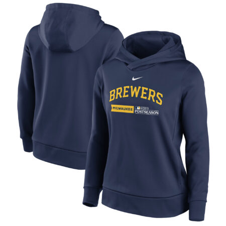 Milwaukee Brewers Women's 2023 Postseason Collection Dugout Fleece Pullover Hoodie - Navy