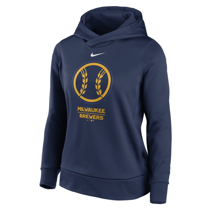 Milwaukee Brewers Women's Alternate Logo Performance Pullover Hoodie - Navy - Image 2