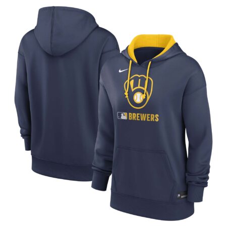 Milwaukee Brewers Women's Collection Performance Pullover Hoodie - Navy