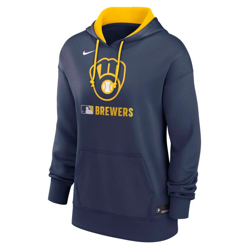Milwaukee Brewers Women's Collection Performance Pullover Hoodie - Navy - Image 2