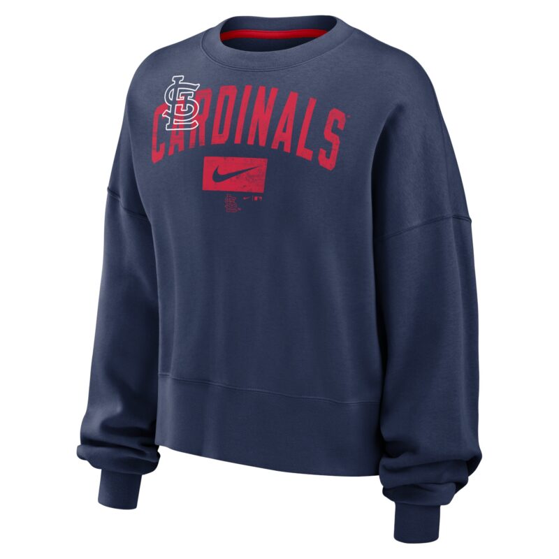 St. Louis Cardinals Women's Oversized Pullover Sweatshirt - Navy - Image 2