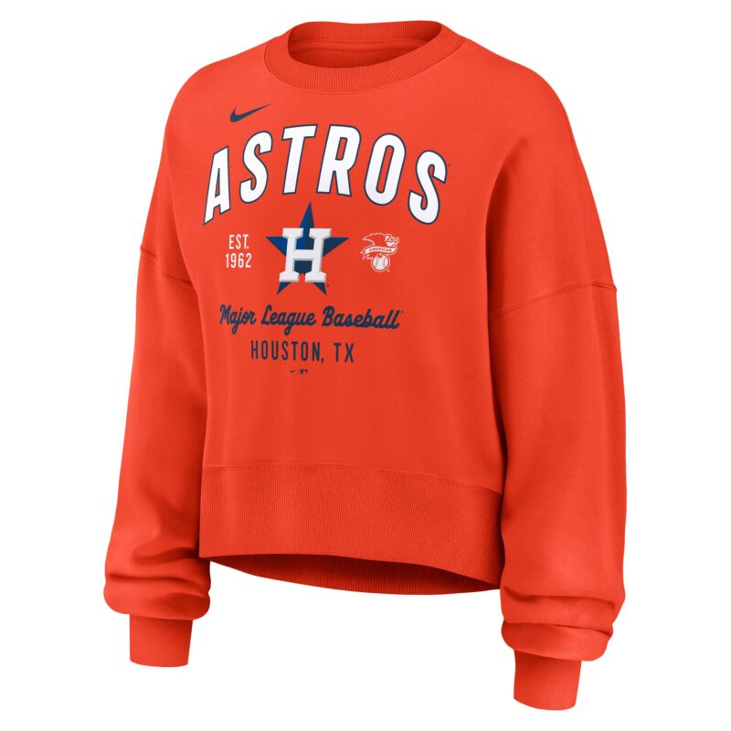 Houston Astros Women's Oversized High Hip Pullover Sweatshirt - Orange - Image 2