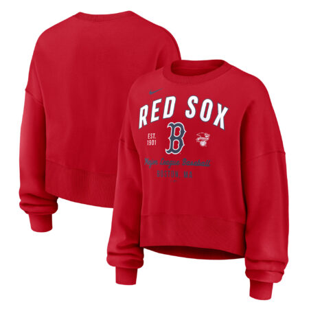 Boston Red Sox Women's Oversized High Hip Pullover Sweatshirt - Red