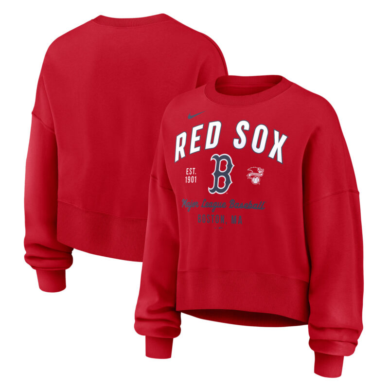 Boston Red Sox Women's Oversized High Hip Pullover Sweatshirt - Red