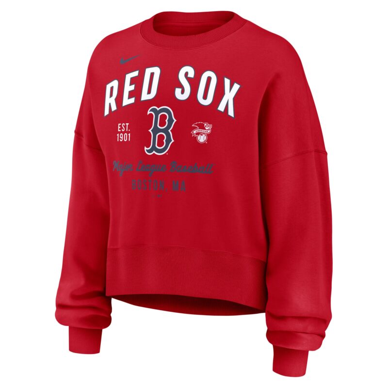Boston Red Sox Women's Oversized High Hip Pullover Sweatshirt - Red - Image 2
