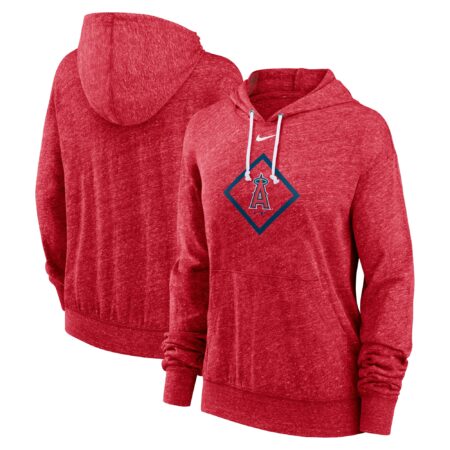 Los Angeles Angels Women's Diamond Icon Gym Vintage Lightweight Hooded Top - Red