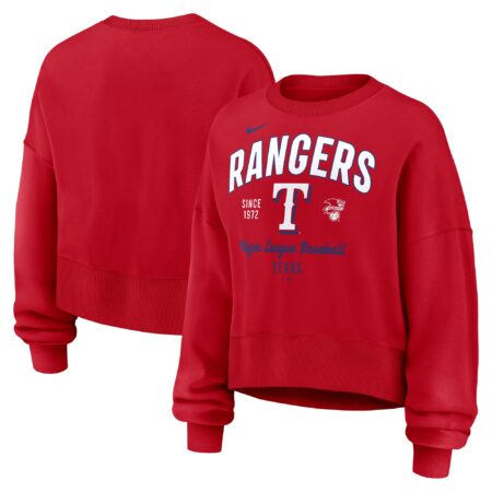 Texas Rangers Women's Oversized High Hip Pullover Sweatshirt - Red
