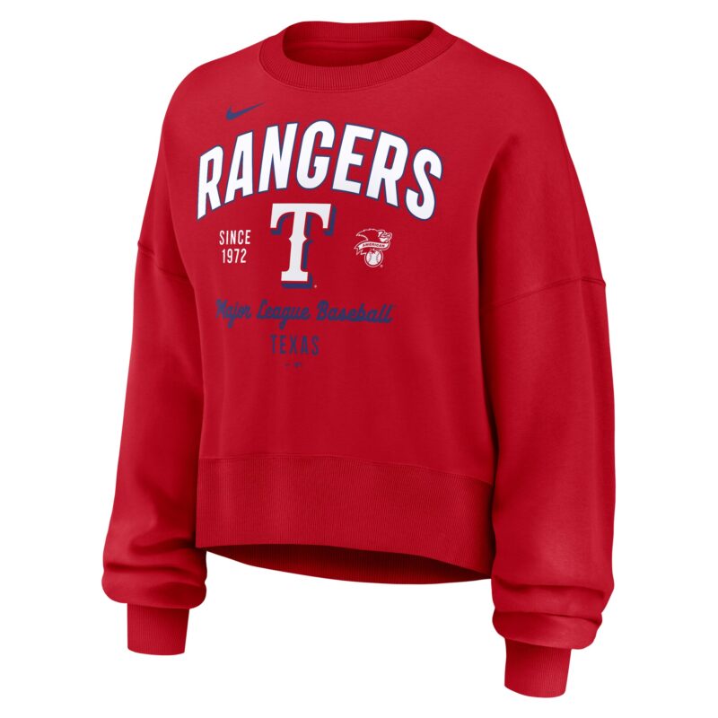 Texas Rangers Women's Oversized High Hip Pullover Sweatshirt - Red - Image 2