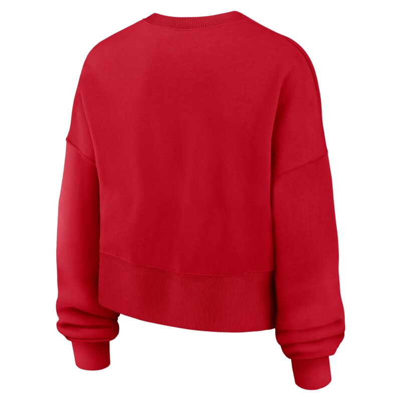 Texas Rangers Women's Oversized High Hip Pullover Sweatshirt - Red - Image 3