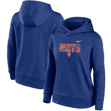 New York Mets Women's Club Angle Performance Pullover Hoodie - Royal