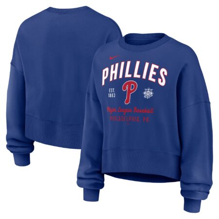 Philadelphia Phillies Women's Oversized High Hip Pullover Sweatshirt - Royal