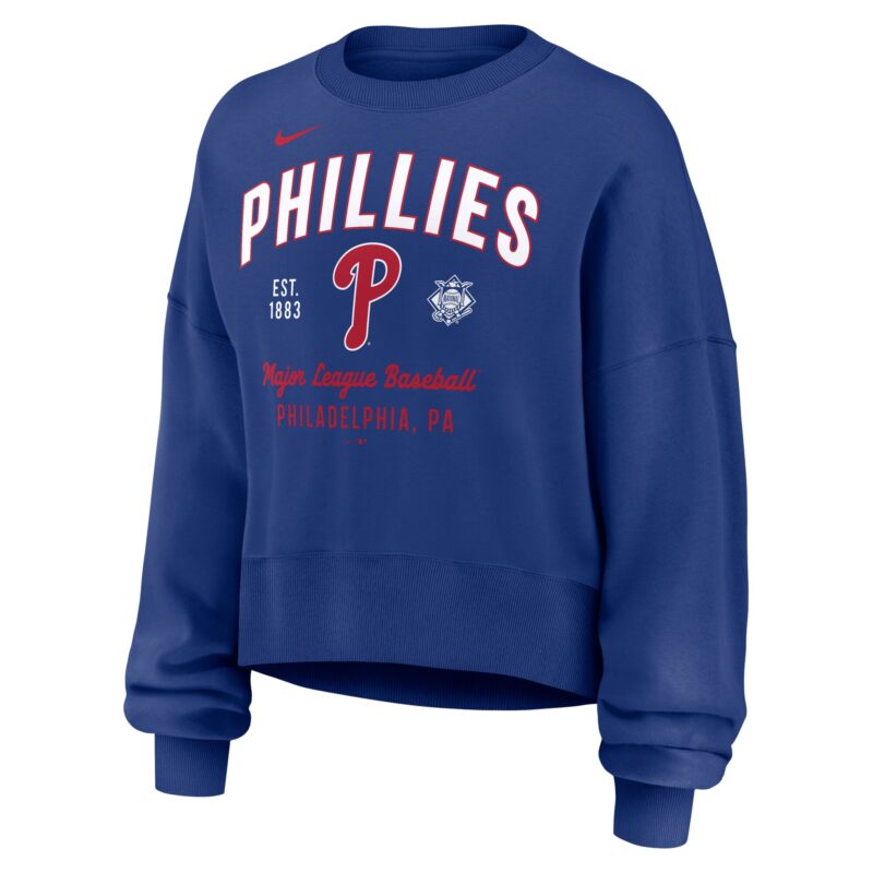Philadelphia Phillies Women's Oversized High Hip Pullover Sweatshirt - Royal - Image 2