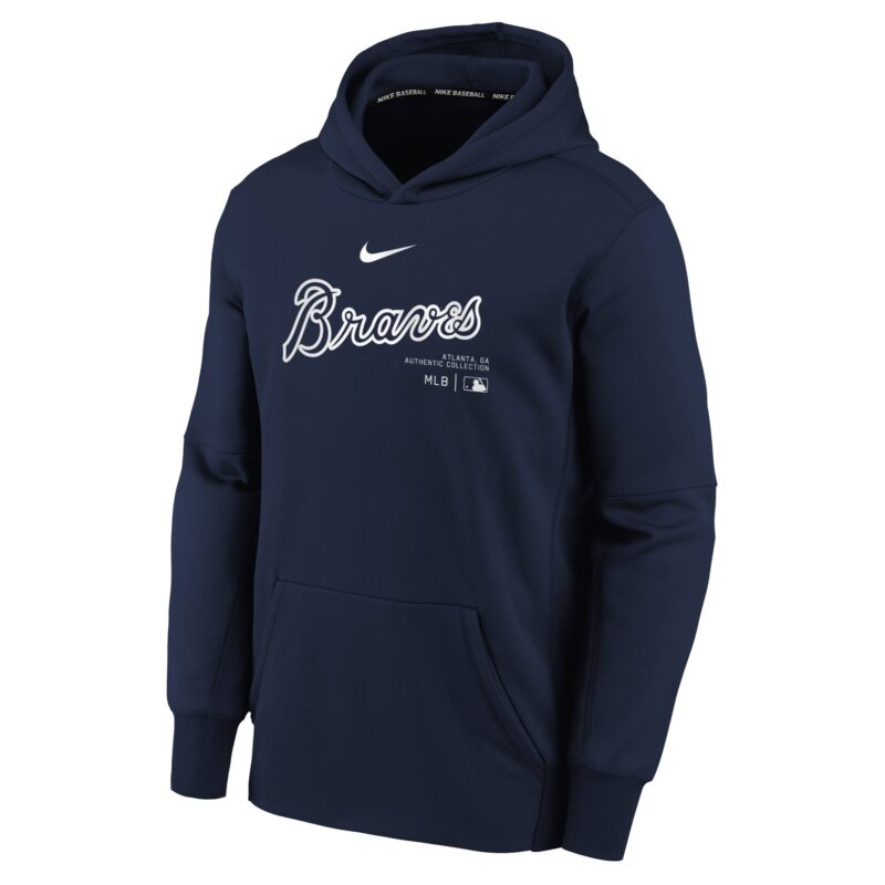 Atlanta Braves Youth Collection Performance Pullover Hoodie - Navy - Image 2