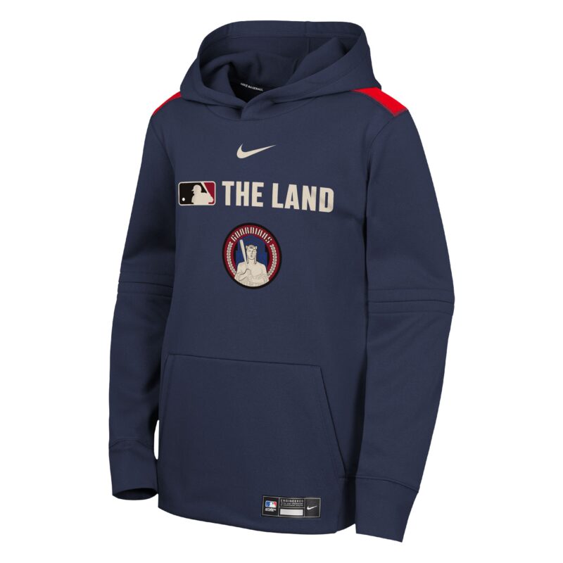 Cleveland Guardians Youth City Connect Collection Performance Pullover Hoodie - Navy - Image 2