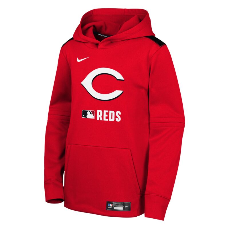 Cincinnati Reds Youth Collection Performance Pullover Hoodie - Red - Image 2