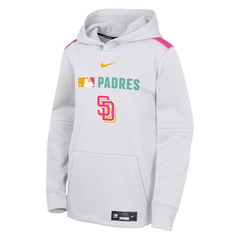 San Diego Padres Youth City Connect Collection Performance Pullover Hoodie - White - Image 2
